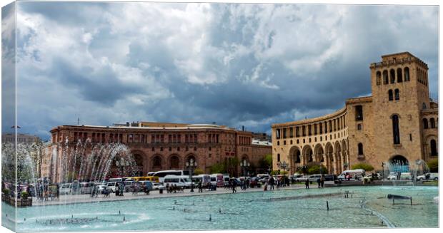 The beautiful building on the Square of the Republic in Yerevan Canvas Print by Mikhail Pogosov