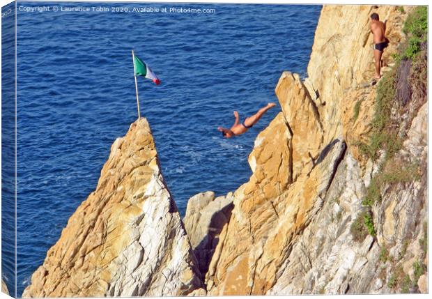Cliff Divers at Acapulco Mexico Canvas Print by Laurence Tobin