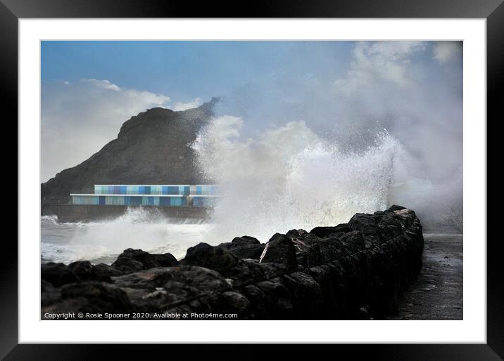 Wild Seas at Meadfoot Beach Torquay Framed Mounted Print by Rosie Spooner