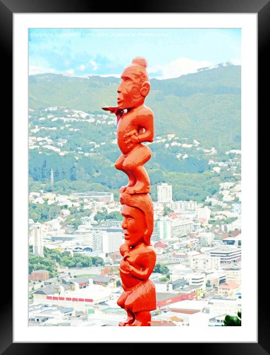 Pouwhenua above Wellington, New Zealand  Framed Mounted Print by Laurence Tobin