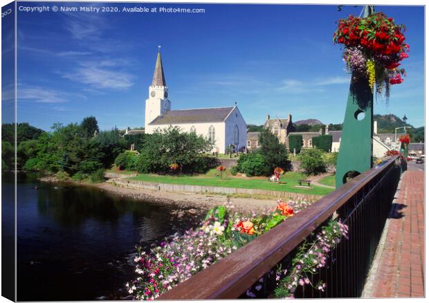 A view of the White Church Comrie, Perthshire Canvas Print by Navin Mistry