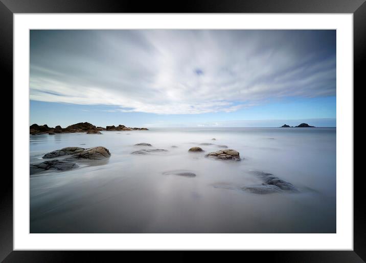 Porth Nanven Beach Framed Mounted Print by mark leader