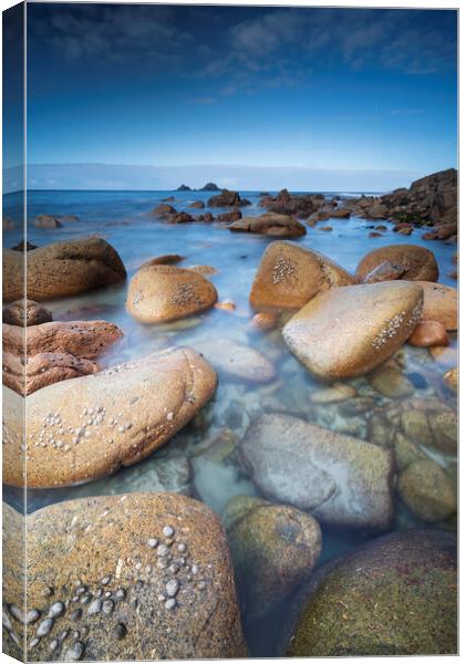 Porth Nanven Rockpool Canvas Print by mark leader