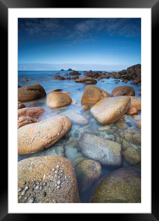 Porth Nanven Rockpool Framed Mounted Print by mark leader