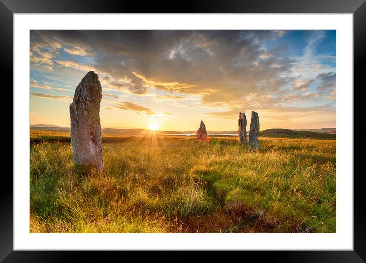 Standing stones at the Callanish IV stone circle  Framed Mounted Print by Helen Hotson