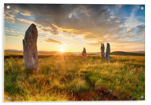 Standing stones at the Callanish IV stone circle  Acrylic by Helen Hotson