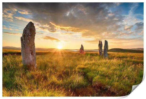Standing stones at the Callanish IV stone circle  Print by Helen Hotson