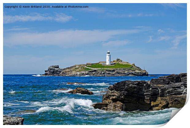 Godrevy Lighthouse Cornwall Print by Kevin Britland