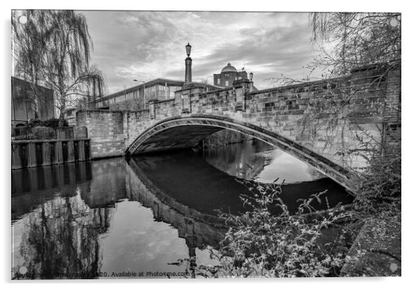 White Friar's Bridge, Norwich bw Acrylic by Chris Yaxley