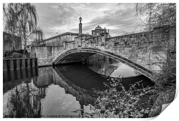 White Friar's Bridge, Norwich bw Print by Chris Yaxley