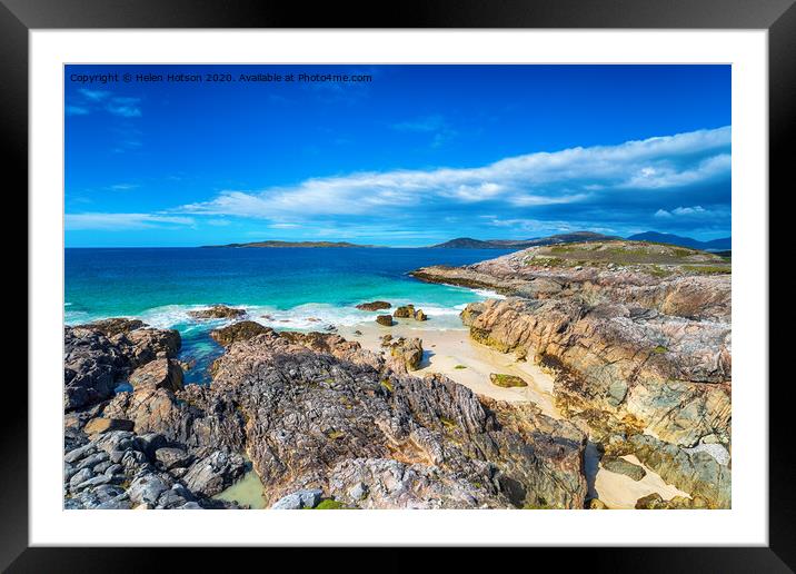 Rocky coves at Seilebost on the Isle of Harris Framed Mounted Print by Helen Hotson