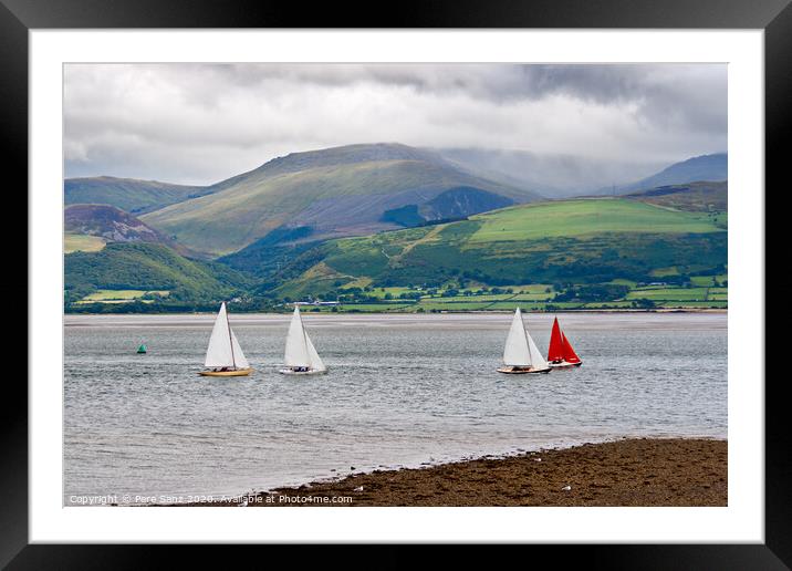 Sailboats in Anglesey, Wales Framed Mounted Print by Pere Sanz