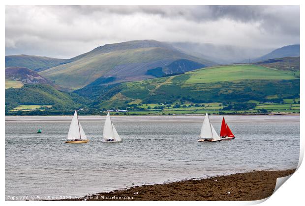 Sailboats in Anglesey, Wales Print by Pere Sanz