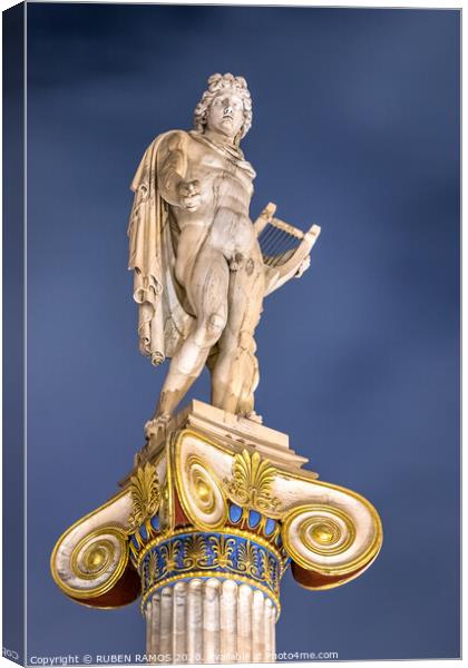 The Apollo statue placed at the Athens Academy, Gr Canvas Print by RUBEN RAMOS