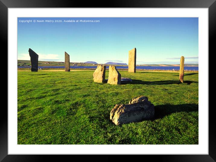 The Stones of Stenness, Orkney Islands, Scotland Framed Mounted Print by Navin Mistry