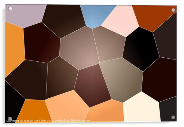 Geometric pattern of dark colors as a mosaic of large tiles of a minimalist design of brown tones, abstract colored texture shape. Acrylic by Joaquin Corbalan