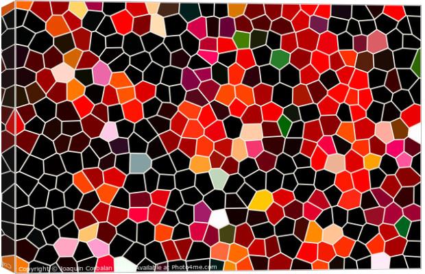 Geometric pattern of dark colors as a mosaic of large tiles of a minimalist design background in red tones, abstract colored texture shape. Canvas Print by Joaquin Corbalan
