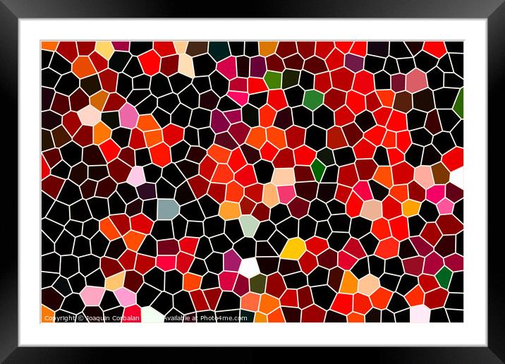 Geometric pattern of dark colors as a mosaic of large tiles of a minimalist design background in red tones, abstract colored texture shape. Framed Mounted Print by Joaquin Corbalan