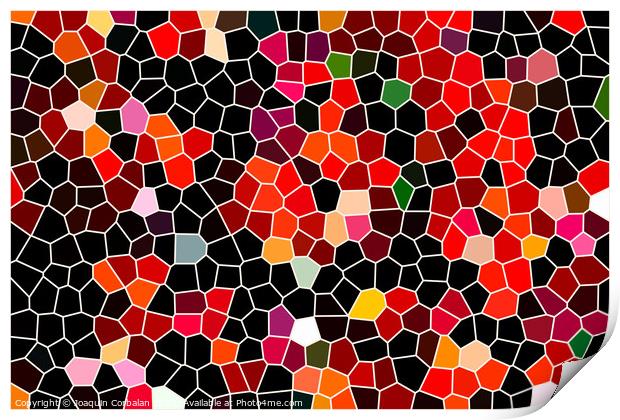 Geometric pattern of dark colors as a mosaic of large tiles of a minimalist design background in red tones, abstract colored texture shape. Print by Joaquin Corbalan