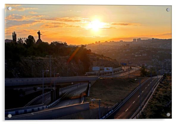 Views of Yerevan at sunset Acrylic by Mikhail Pogosov