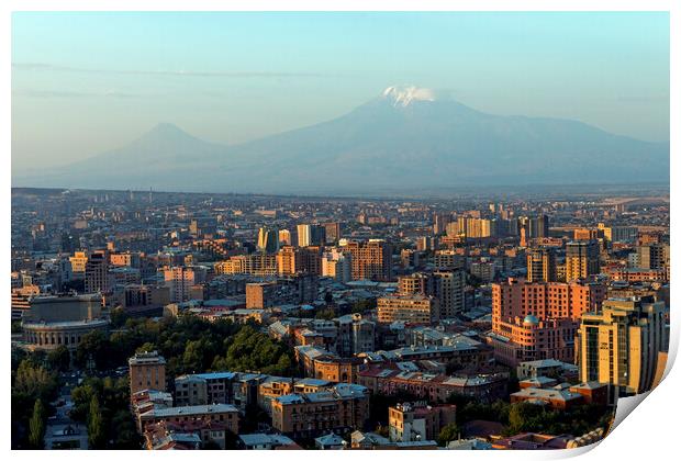 View of mountain Ararat and Yerevan city Print by Mikhail Pogosov