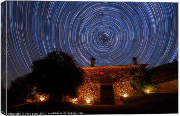 Star Trails over a Rural House Canvas Print by Pere Sanz