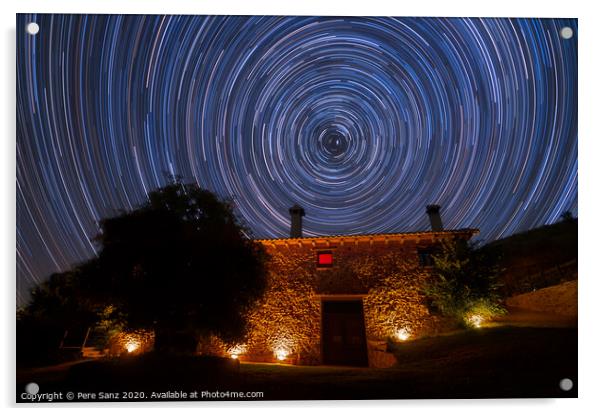 Star Trails over a Rural House Acrylic by Pere Sanz