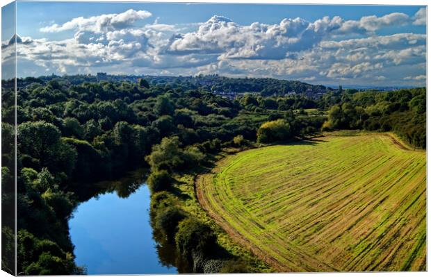 Conisbrough & River Don from Viaduct Canvas Print by Darren Galpin