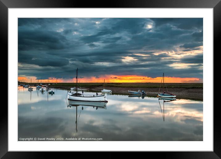 Stormy sunset over Burnham Overy Staithe Framed Mounted Print by David Powley