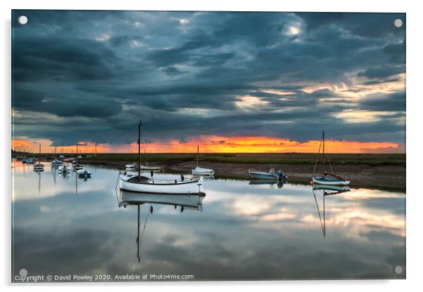 Stormy sunset over Burnham Overy Staithe Acrylic by David Powley