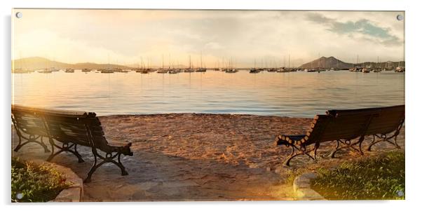 Puerto Pollensa at Dawn Acrylic by Louise Godwin