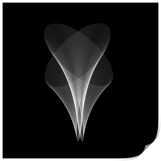 Interesting white logotype shape, vector image on a black background Print by Arpad Radoczy