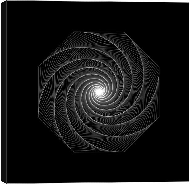 White dynamic geometry spiral shape on black background Canvas Print by Arpad Radoczy