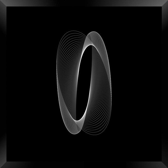 White oval, dynamic shape on black background Framed Print by Arpad Radoczy