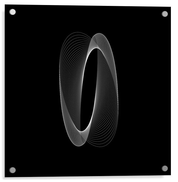 White oval, dynamic shape on black background Acrylic by Arpad Radoczy