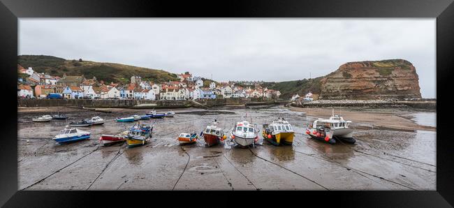Fishing boats in Staithes harbour Framed Print by Jason Wells