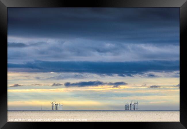 Wind Turbines at Sunset Framed Print by Heidi Stewart