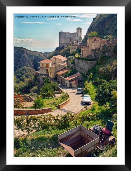 Mountain Village in Sicily Framed Mounted Print by Graeme B