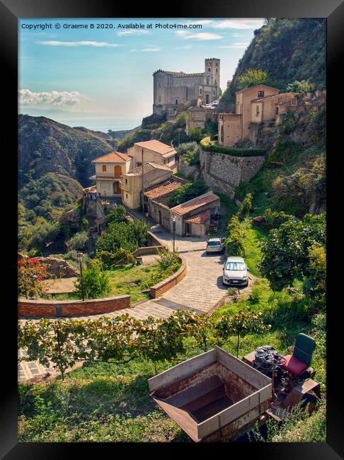 Mountain Village in Sicily Framed Print by Graeme B