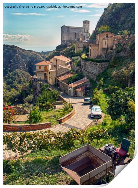 Mountain Village in Sicily Print by Graeme B