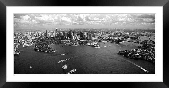 Sydney Harbour Arial Framed Mounted Print by Lee Martin