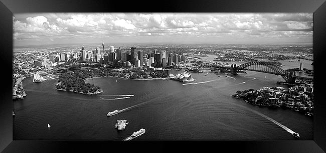 Sydney Harbour Arial Framed Print by Lee Martin