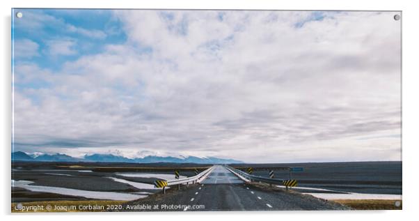 Icelandic lonely road in wild territory with no one in sight Acrylic by Joaquin Corbalan