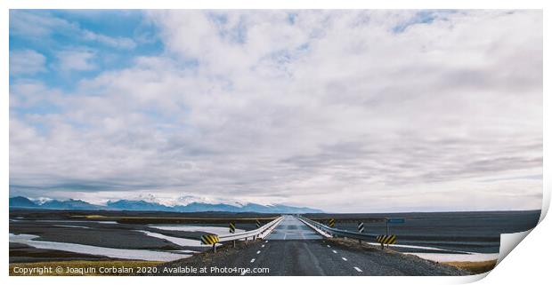 Icelandic lonely road in wild territory with no one in sight Print by Joaquin Corbalan