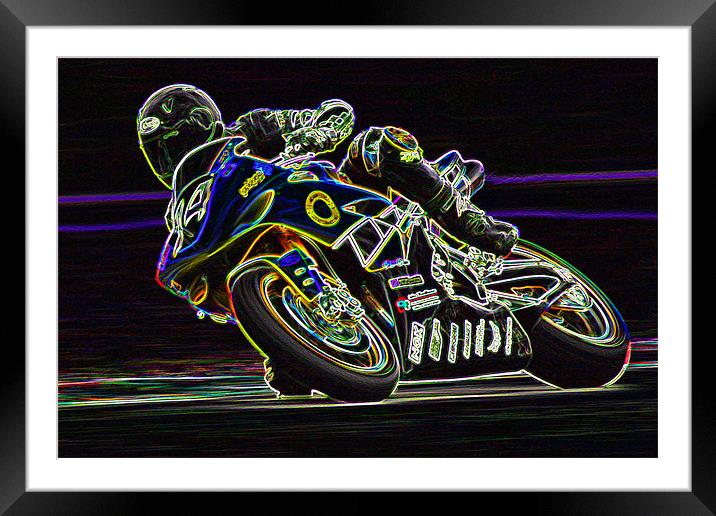 Motorbike Racing Framed Mounted Print by Alice Gosling