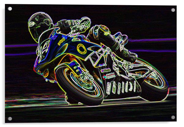 Motorbike Racing Acrylic by Alice Gosling