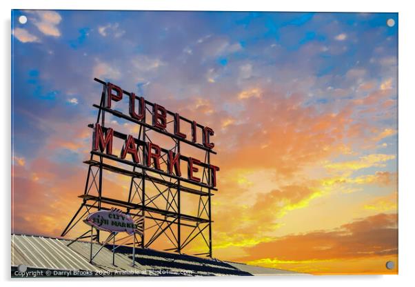 Seattle Public Market Acrylic by Darryl Brooks