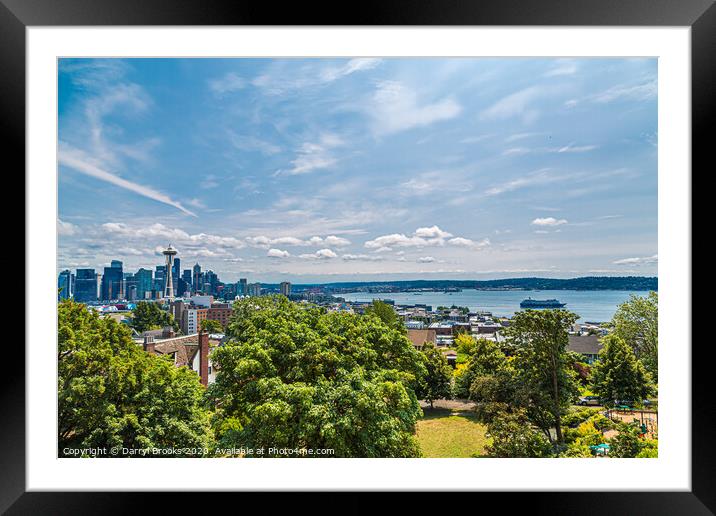 Seattle and Puget Sound Framed Mounted Print by Darryl Brooks