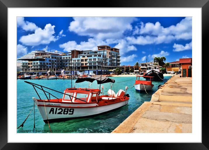 Oranjestad. Aruba Framed Mounted Print by Elaine Manley