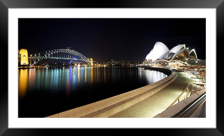 Harbour and Bridge Framed Mounted Print by Lee Martin